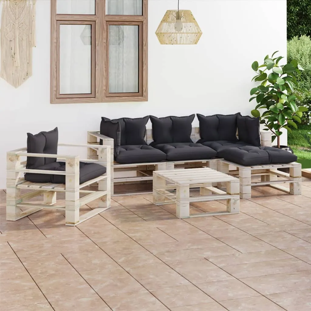 vidaXL Set Salotto Giardino su Pallet Cuscini 6 pz in Legno di Pino