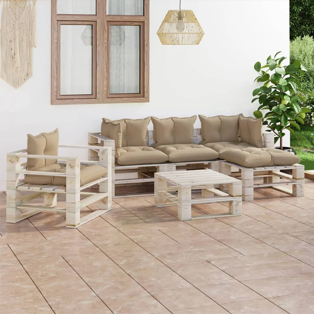 vidaXL Set Salotto Giardino su Pallet Cuscini 6 pz in Legno di Pino