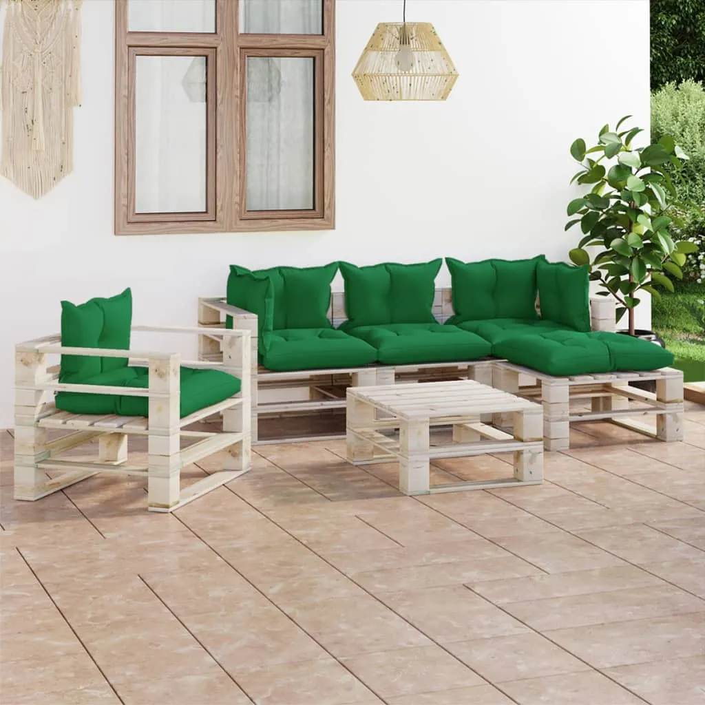 vidaXL Set Salotto Giardino su Pallet Cuscini 6 pz in Legno di Pino