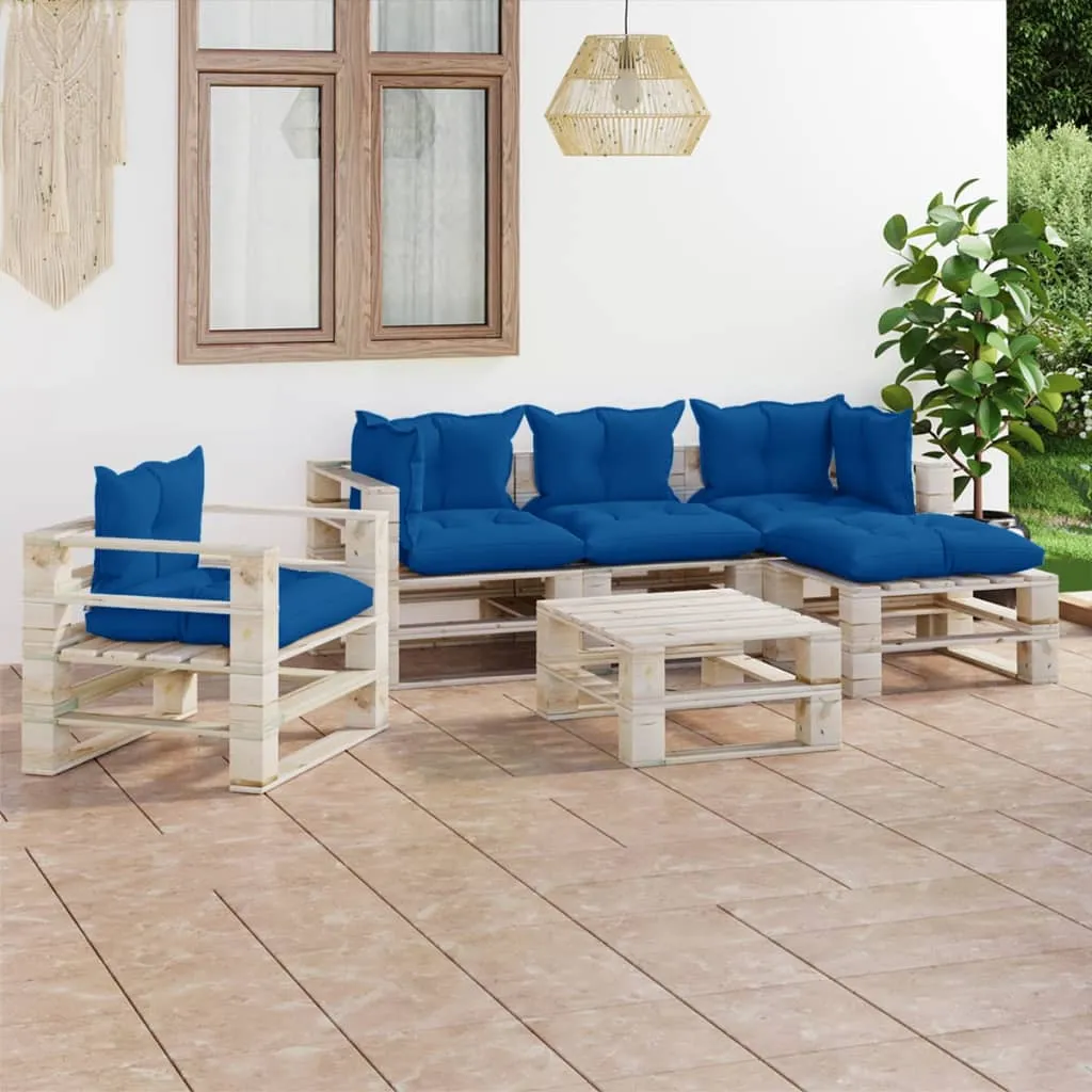 vidaXL Set Salotto Giardino su Pallet Cuscini 6 pz in Legno di Pino