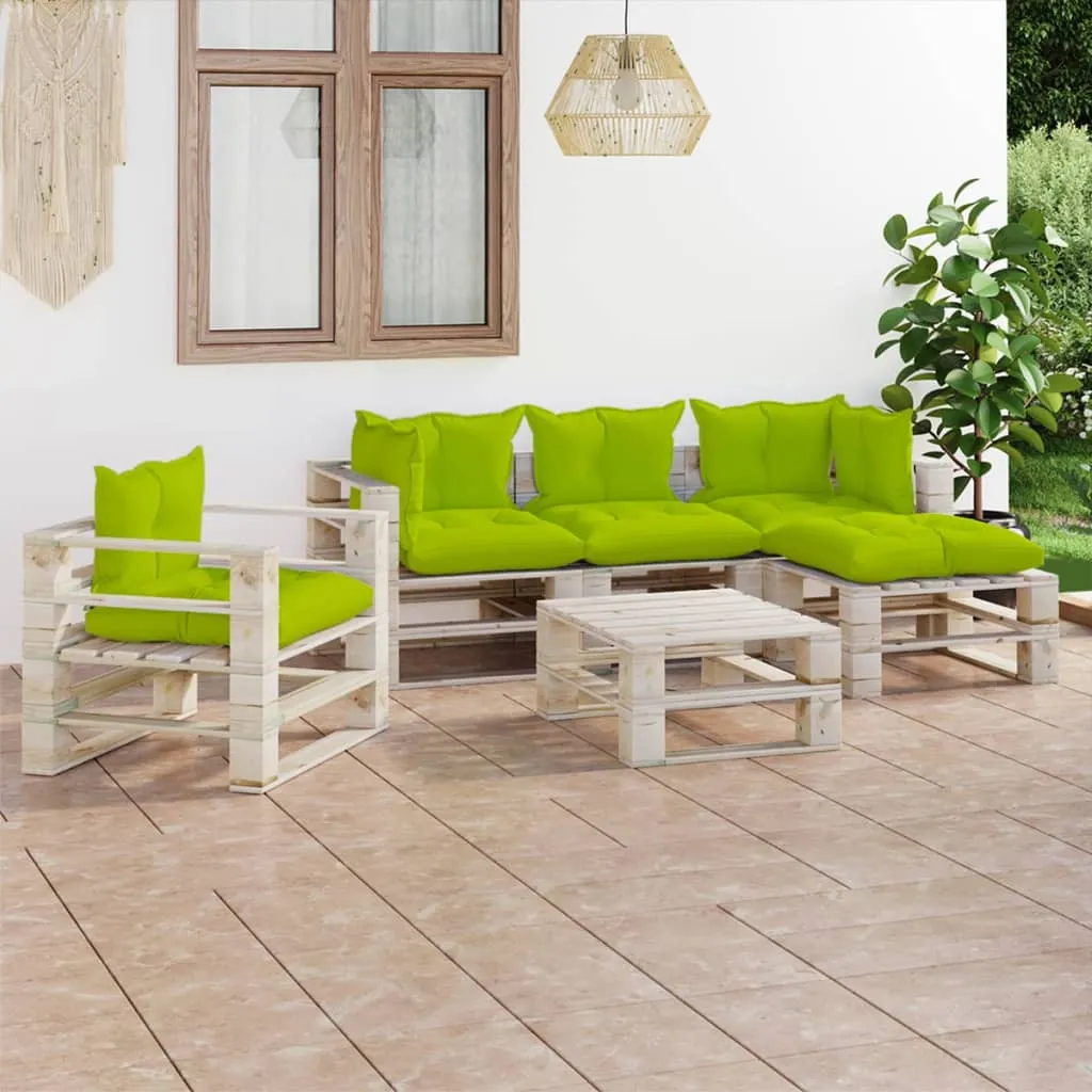 vidaXL Set Salotto Giardino su Pallet Cuscini 6 pz in Legno di Pino