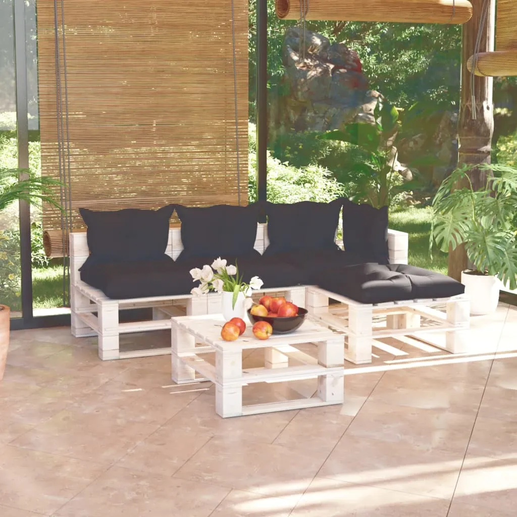 vidaXL Set Salotto Giardino su Pallet Cuscini 5 pz in Legno di Pino