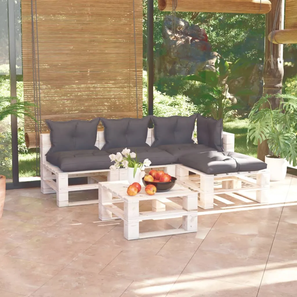 vidaXL Set Salotto Giardino su Pallet Cuscini 5 pz in Legno di Pino