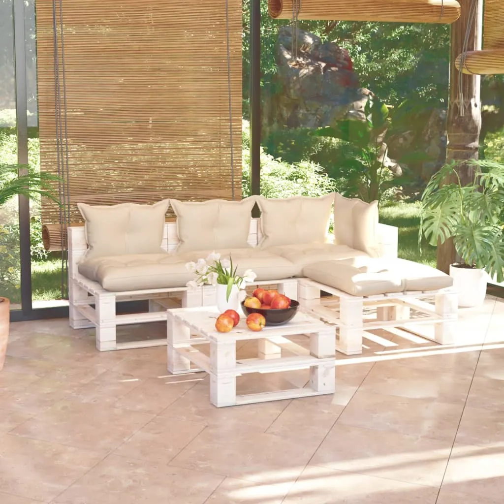 vidaXL Set Salotto Giardino su Pallet Cuscini 5 pz in Legno di Pino