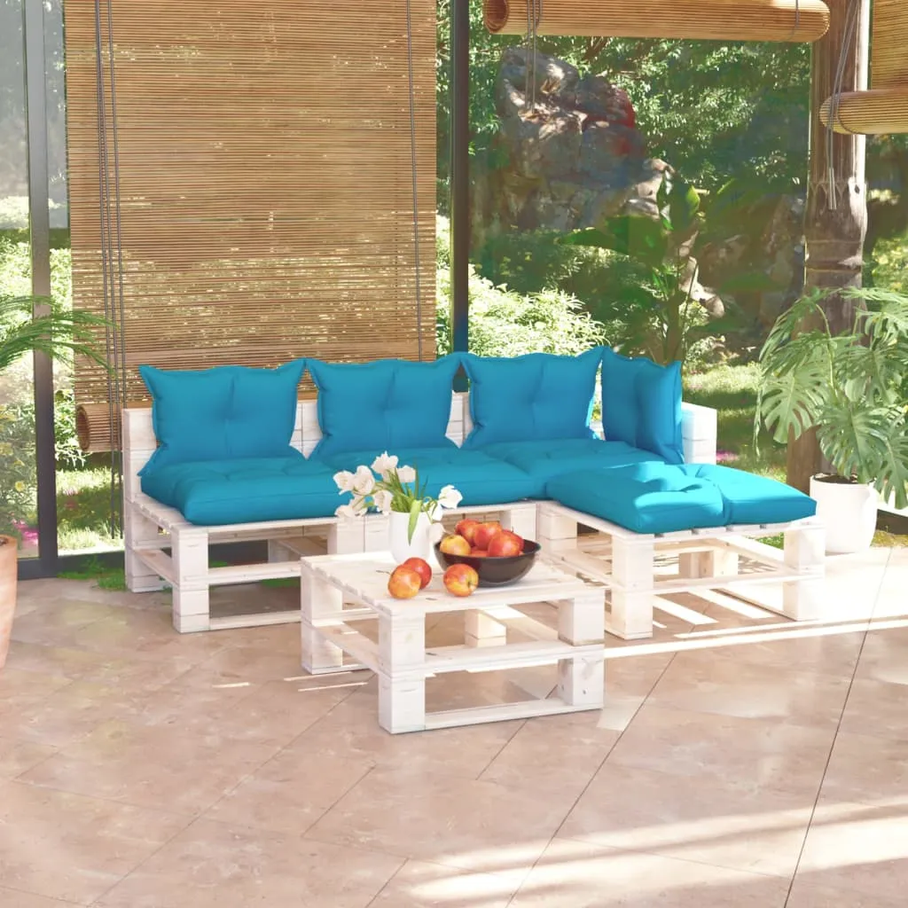 vidaXL Set Salotto Giardino su Pallet Cuscini 5 pz in Legno di Pino