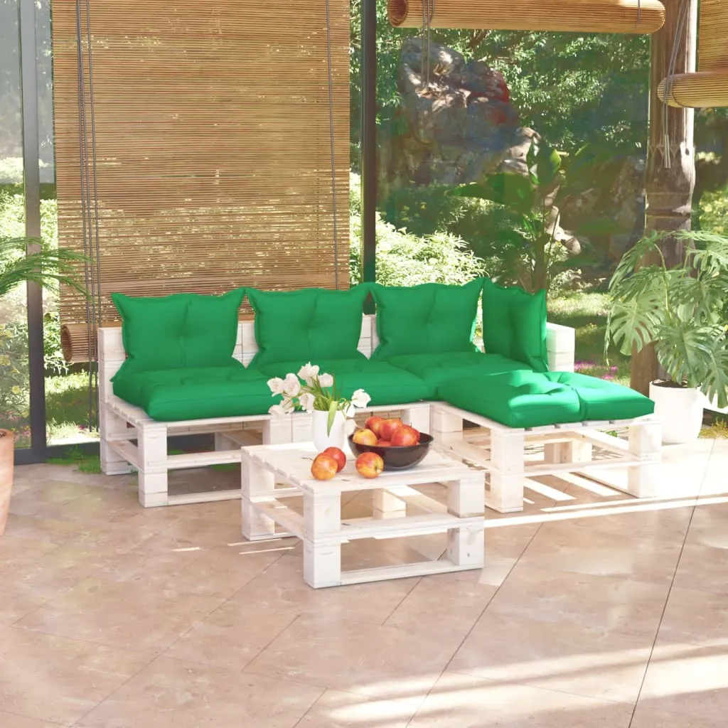 vidaXL Set Salotto Giardino su Pallet Cuscini 5 pz in Legno di Pino