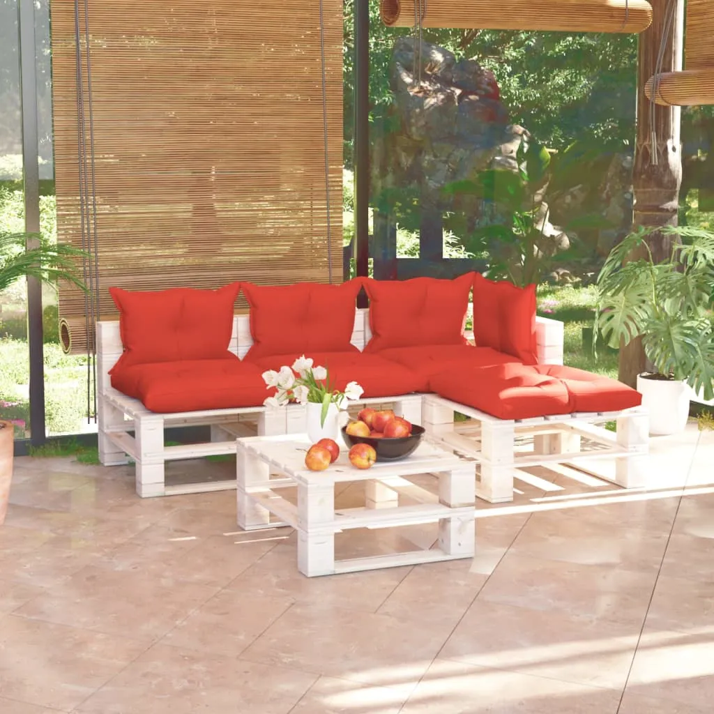 vidaXL Set Salotto Giardino su Pallet Cuscini 5 pz in Legno di Pino