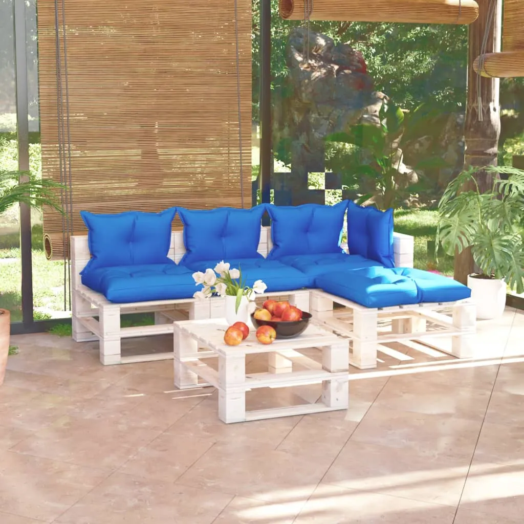 vidaXL Set Salotto Giardino su Pallet Cuscini 5 pz in Legno di Pino