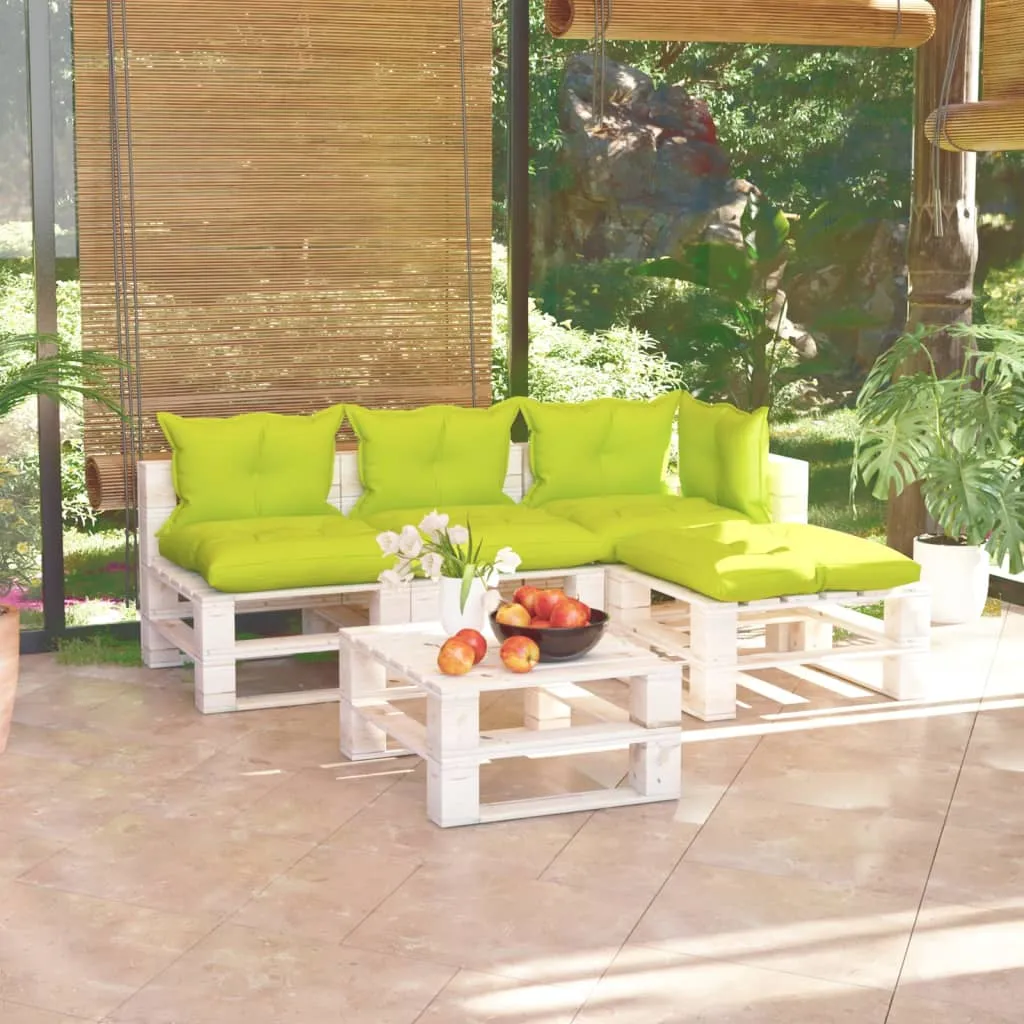 vidaXL Set Salotto Giardino su Pallet Cuscini 5 pz in Legno di Pino