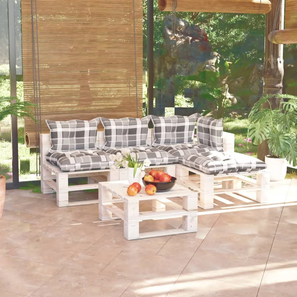 vidaXL Set Salotto Giardino su Pallet Cuscini 5 pz in Legno di Pino