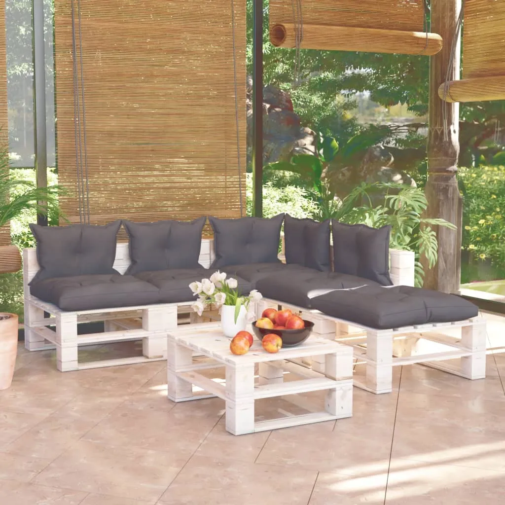 vidaXL Set Salotto Giardino su Pallet Cuscini 6 pz in Legno di Pino