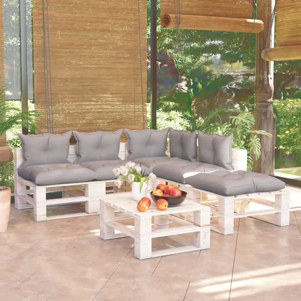 vidaXL Set Salotto Giardino su Pallet Cuscini 6 pz in Legno di Pino