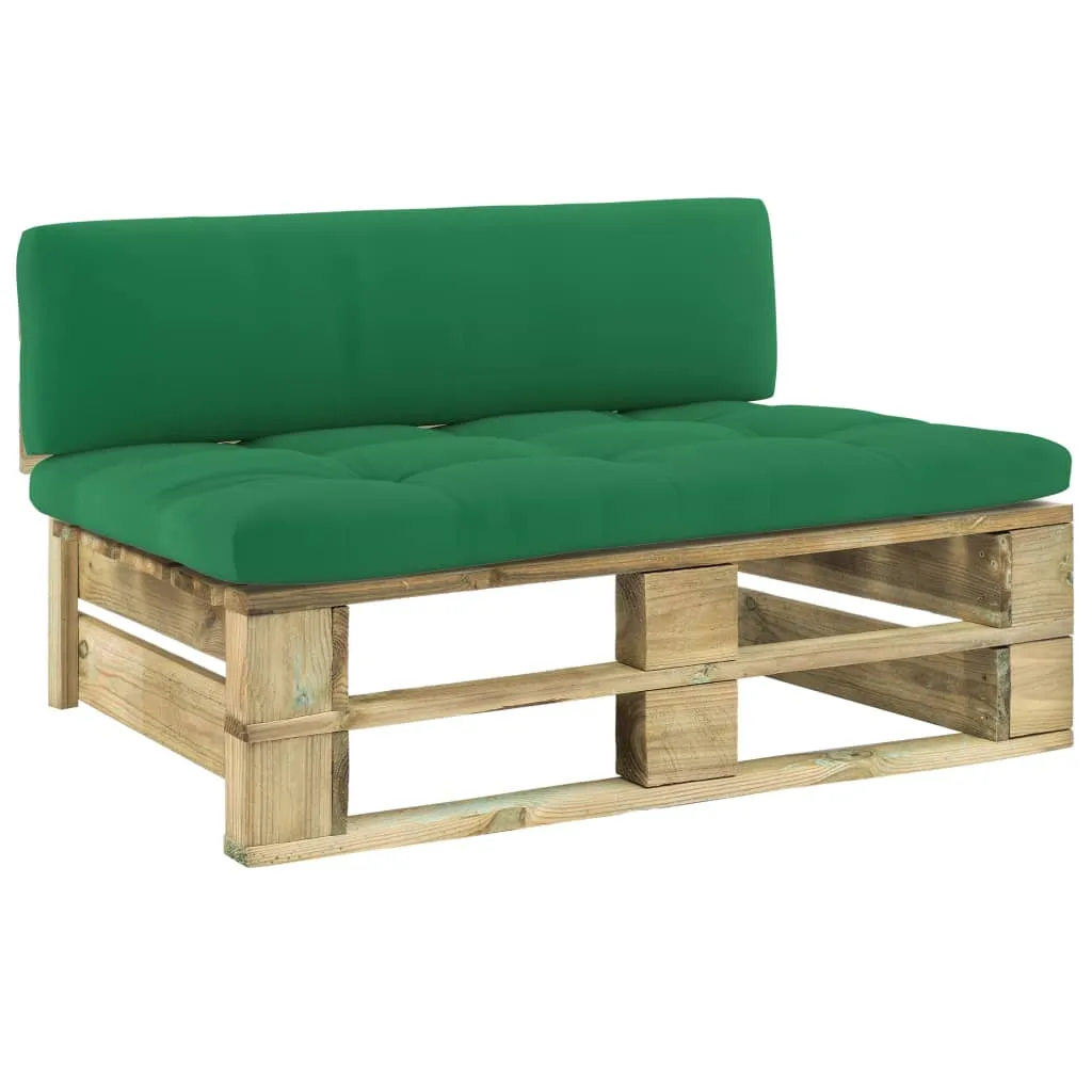 vidaXL Divano Centrale da Giardino Pallet Legno Pino Impregnato Verde