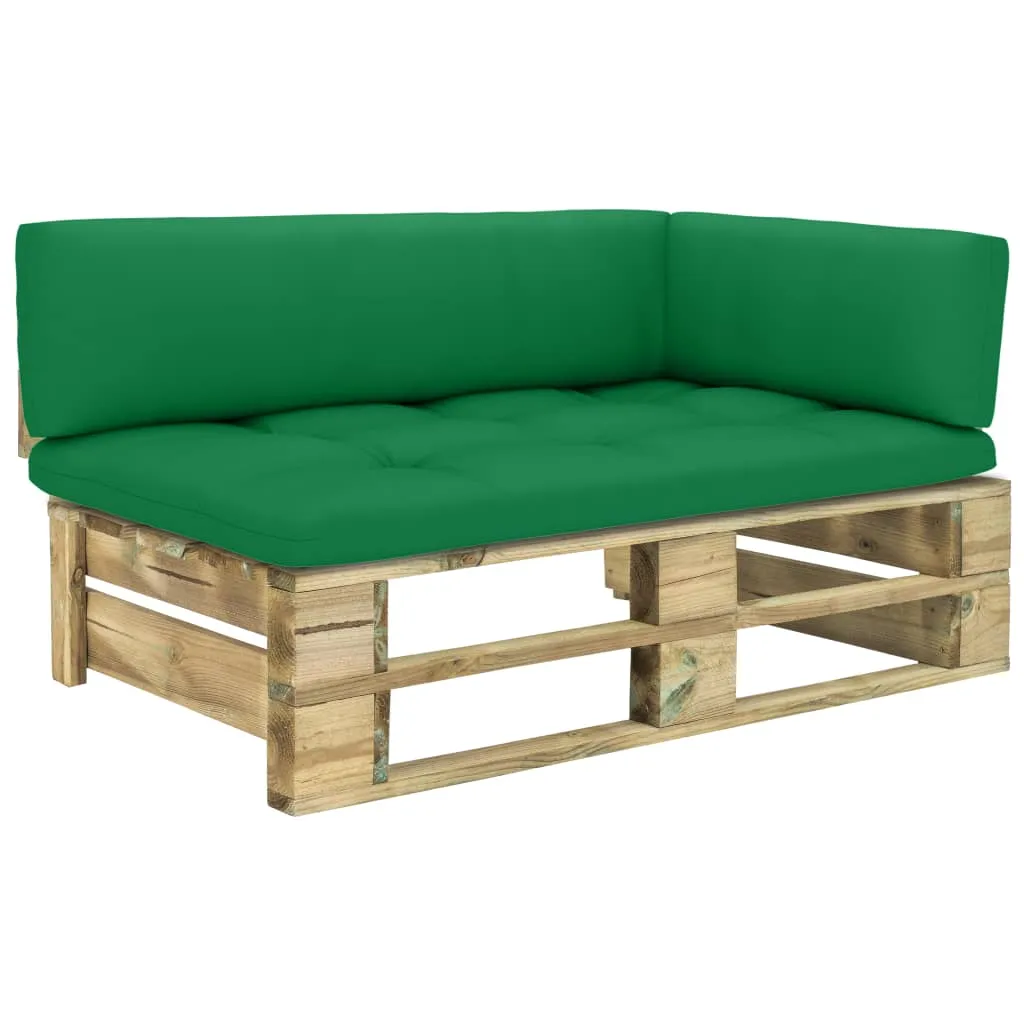 vidaXL Divano Angolare da Giardino Pallet Legno Pino Impregnato Verde