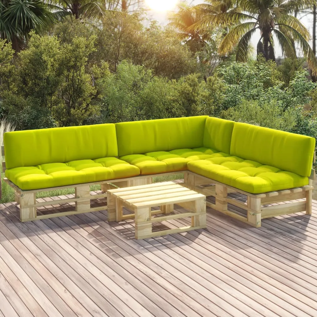 vidaXL Set Divani in Pallet con Cuscini 4 pz in Pino Impregnato Verde