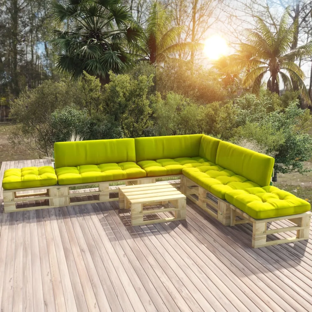 vidaXL Set Divani in Pallet con Cuscini 6 pz in Pino Impregnato Verde