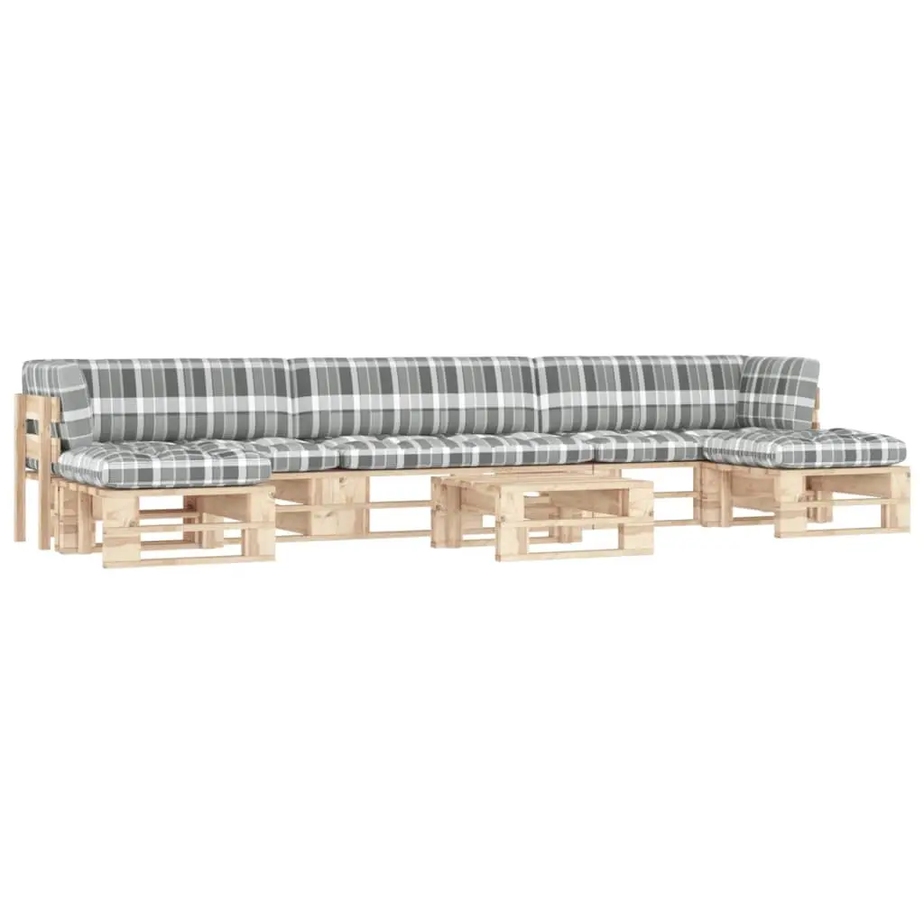 Set Divani in Pallet con Cuscini 6 pz in Pino Impregnato