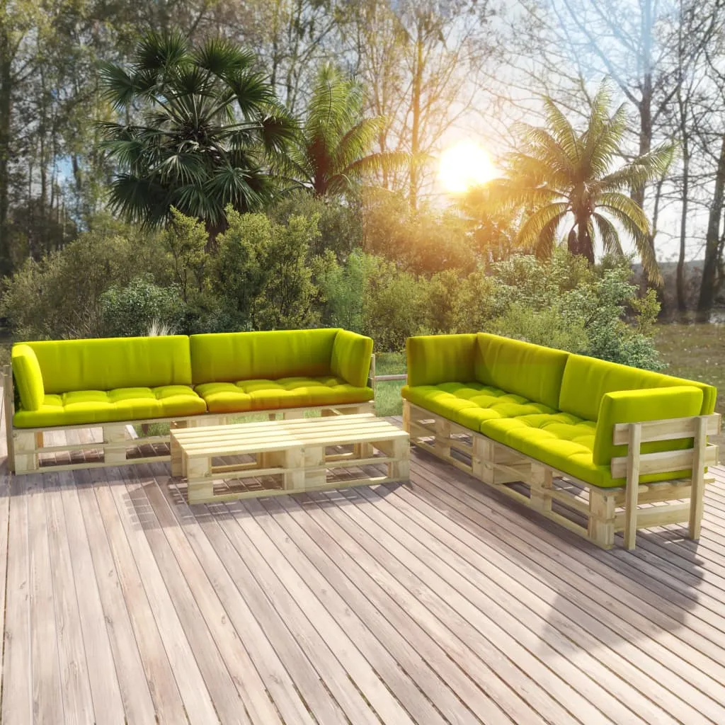 vidaXL Set Divani in Pallet con Cuscini 6 pz in Pino Impregnato Verde