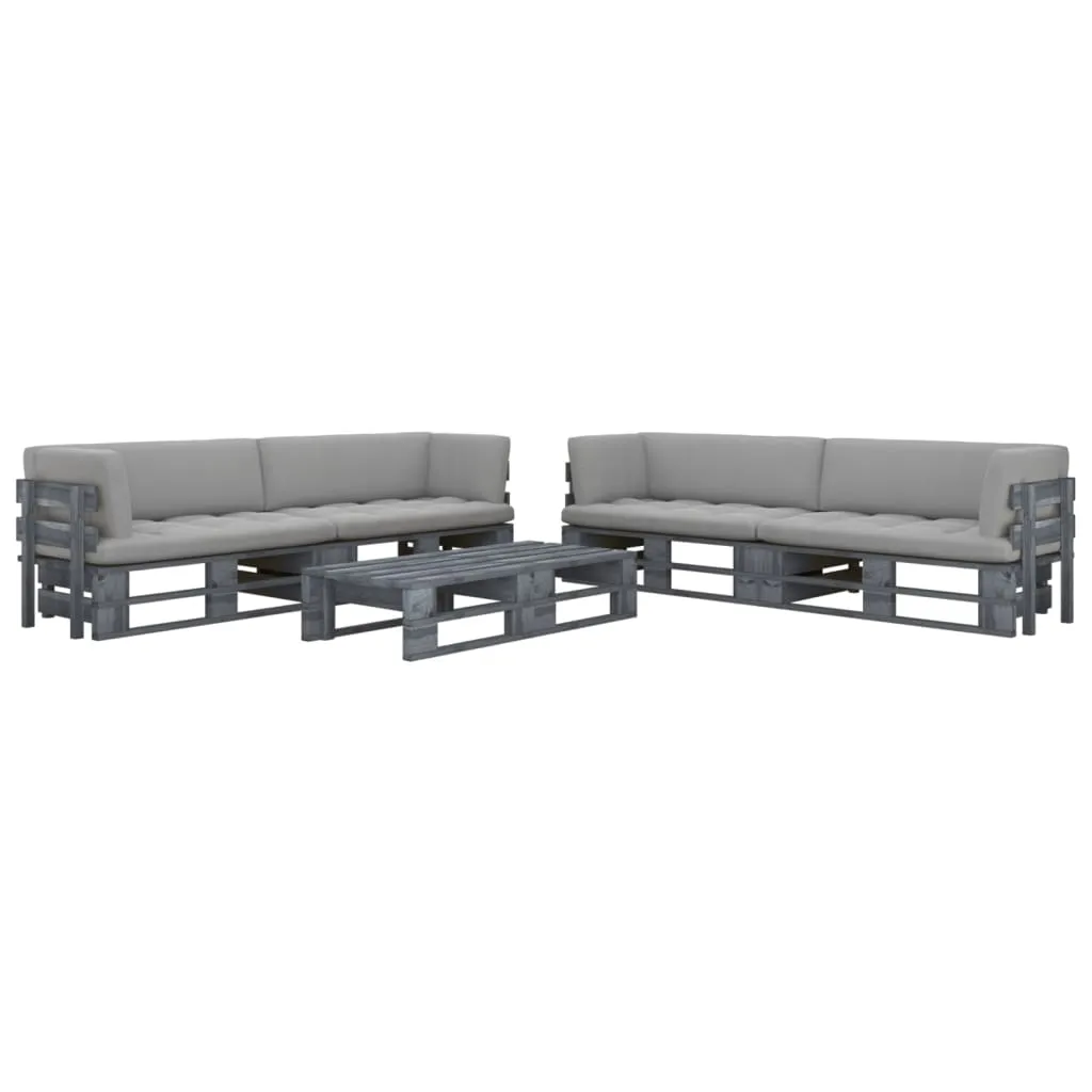 vidaXL Set Divani in Pallet con Cuscini 6 pz in Pino Impregnato Grigio