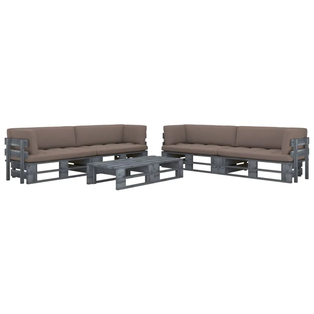 vidaXL Set Divani in Pallet con Cuscini 6 pz in Pino Impregnato Grigio