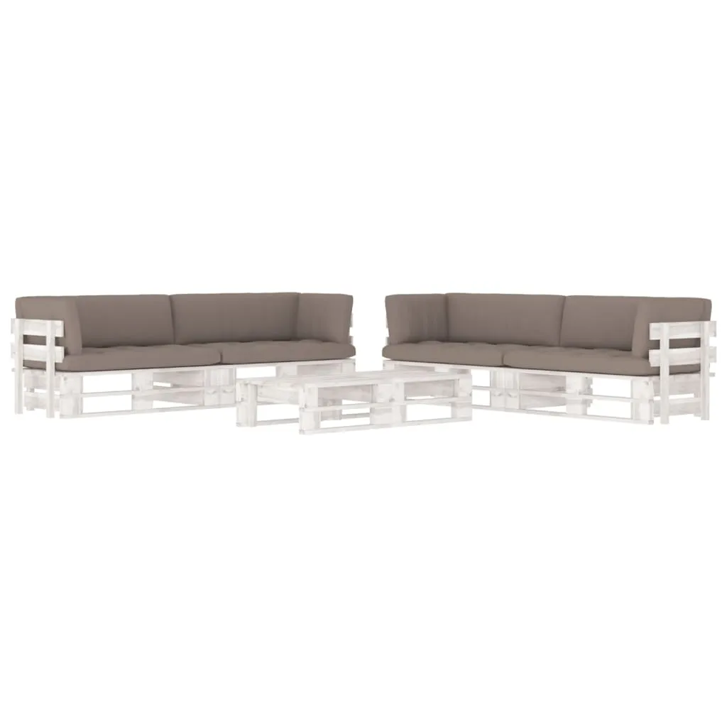 vidaXL Set Divani in Pallet con Cuscini 6 pz in Pino Impregnato Bianco