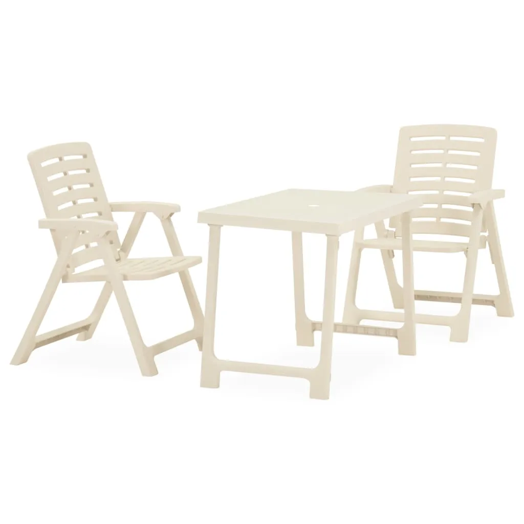 vidaXL Set da Bistrot 3 pz in Plastica Bianco