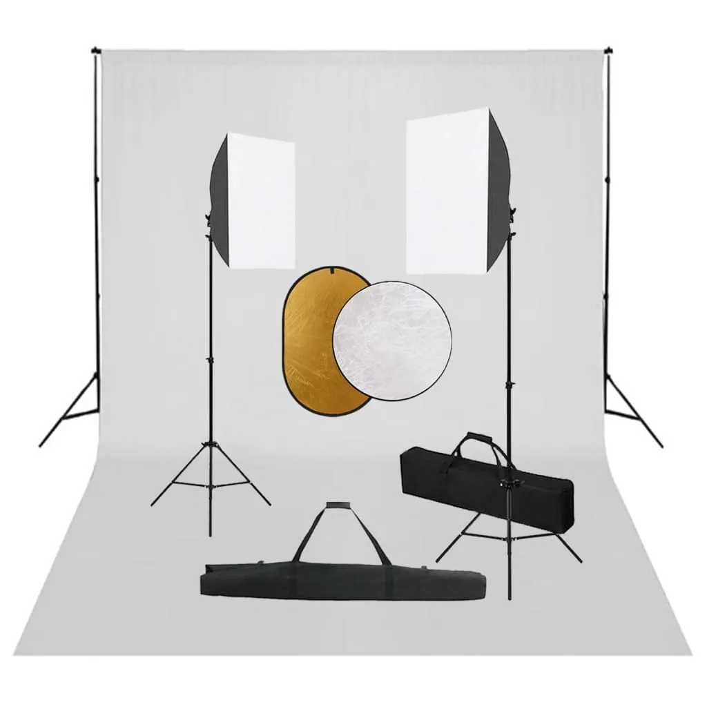 vidaXL Kit per Studio Fotografico con Set Luci, Fondale e Riflettore