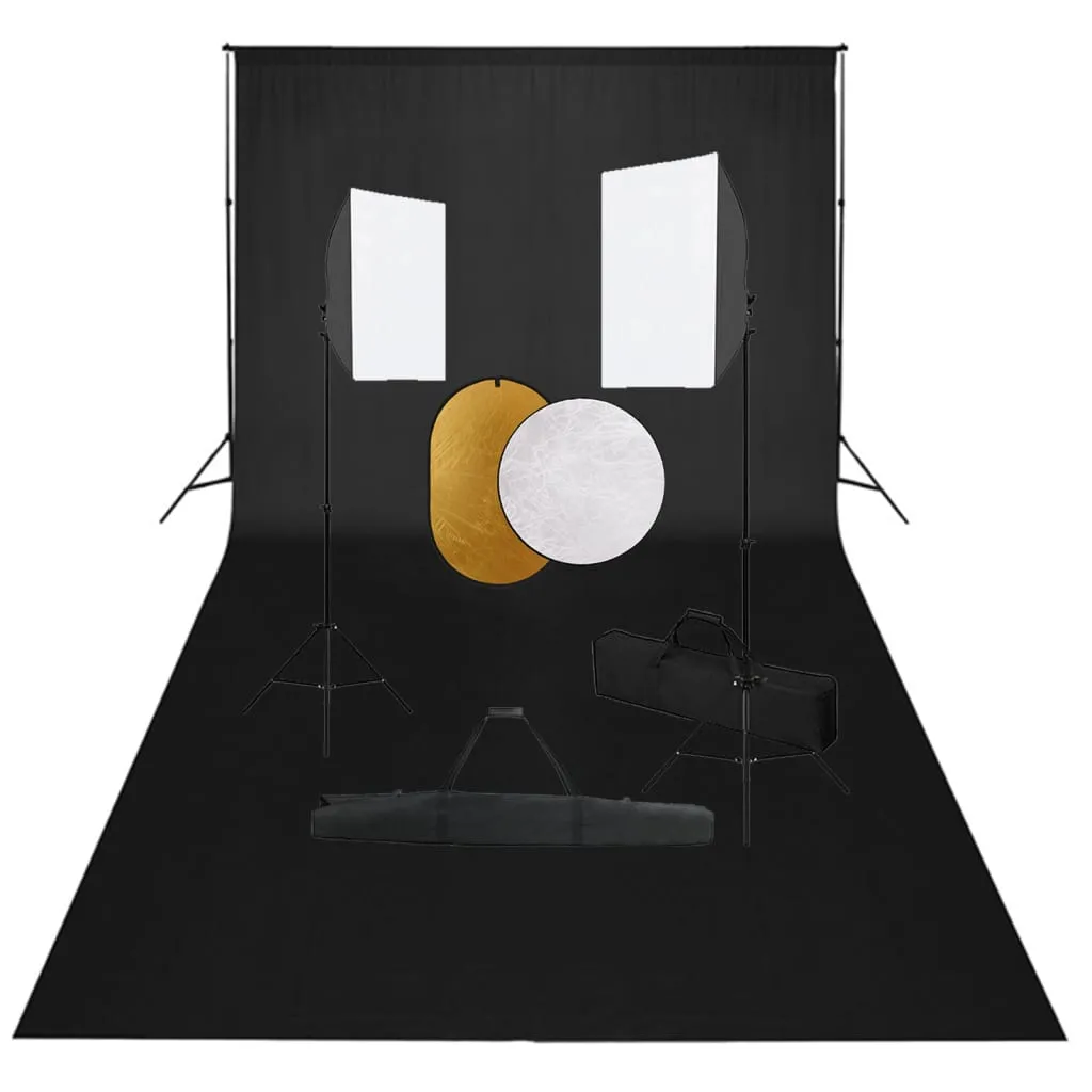 vidaXL Kit per Studio Fotografico con Set Luci, Fondale e Riflettore