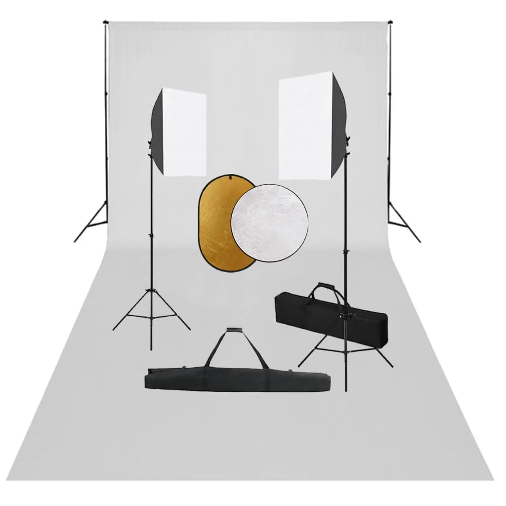 vidaXL Kit per Studio Fotografico con Set Luci, Fondale e Riflettore