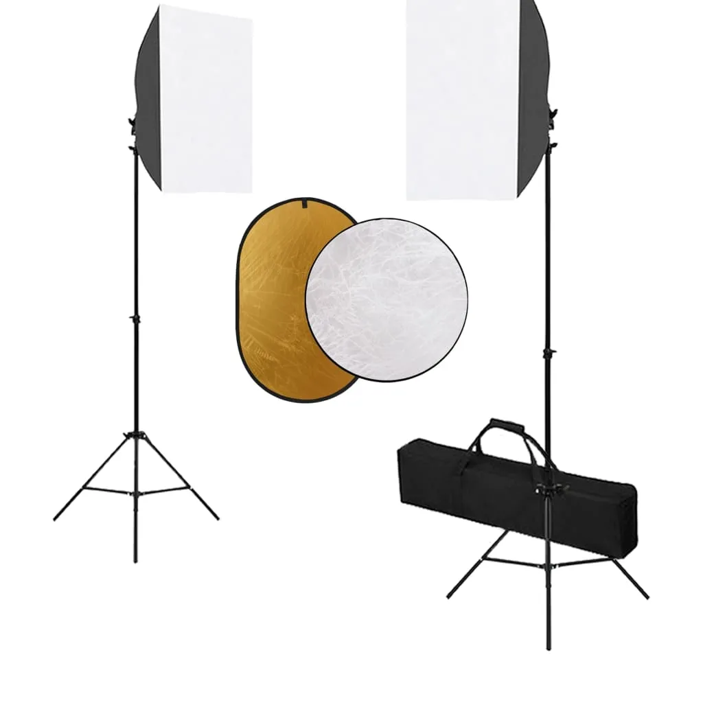 vidaXL Kit per Studio Fotografico con Softbox, Fondale e Riflettore