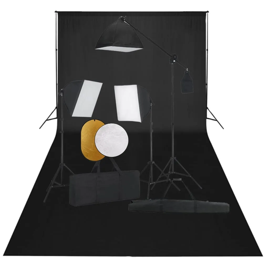 vidaXL Kit Studio Fotografico con Luci Softbox Fondale e Riflettore