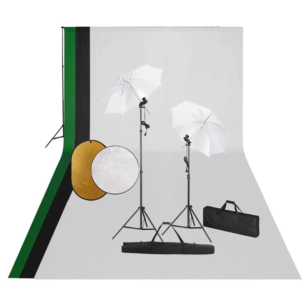 vidaXL Kit Studio Fotografico con Luci Fondale e Riflettore