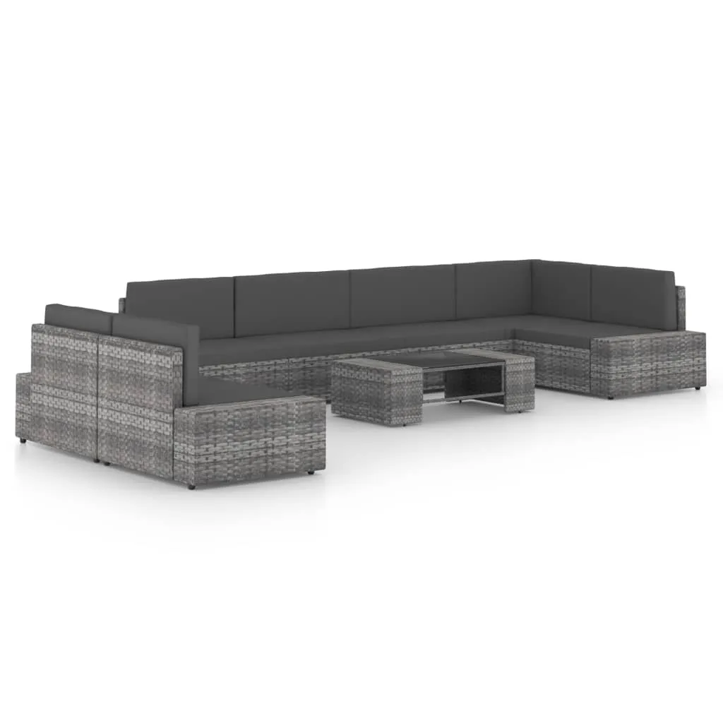 vidaXL Set Divani da Giardino 8 pz con Cuscini in Polyrattan Grigio