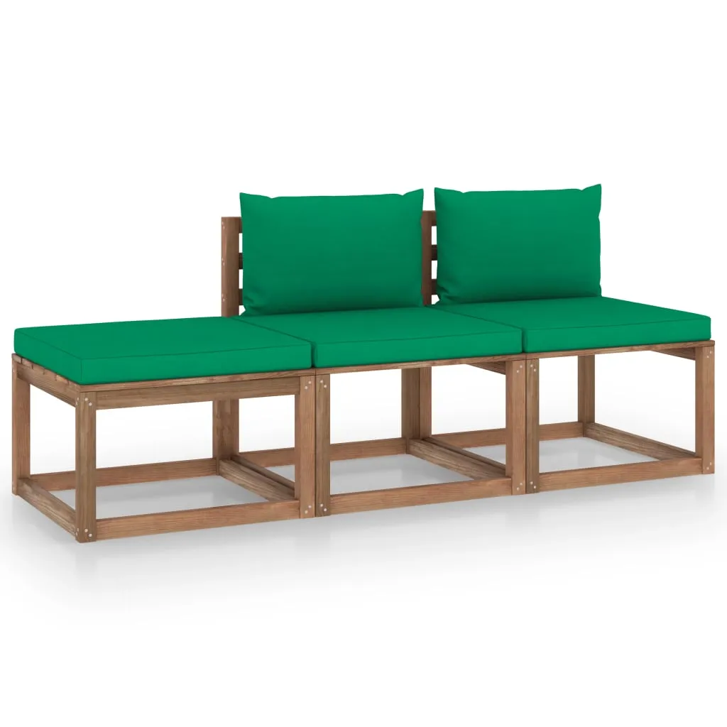 vidaXL Set Salotto Giardino Pallet Cuscini 3 pz Legno Pino Impregnato