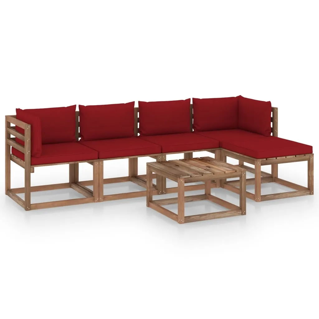 vidaXL Set Salotto da Giardino 6 pz con Cuscini Rosso Vino