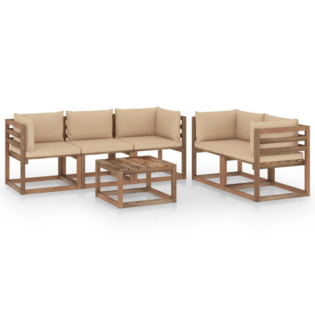 vidaXL Set Salotto da Giardino 6 pz con Cuscini Beige