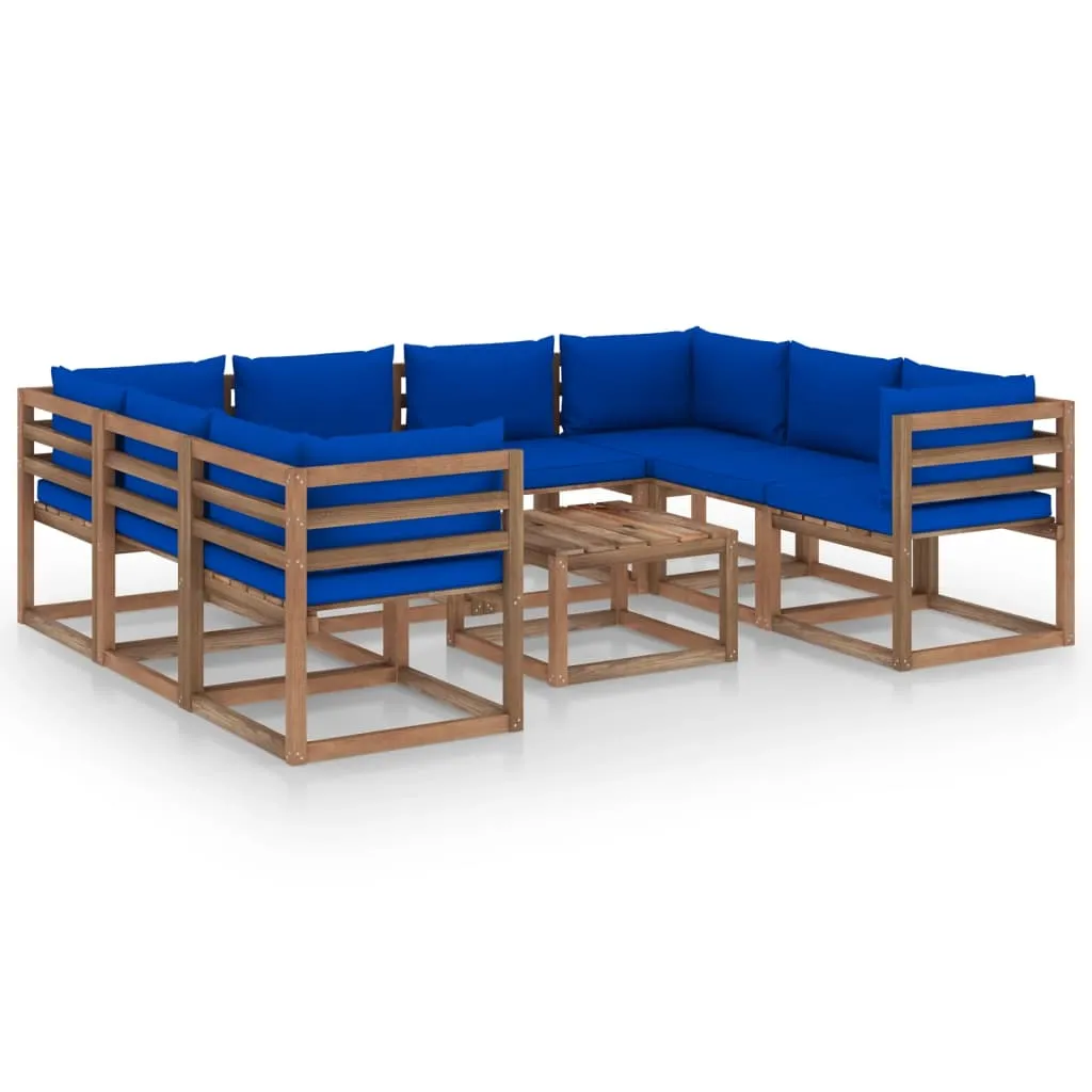 vidaXL Set Salotto da Giardino 9 pz con Cuscini Blu