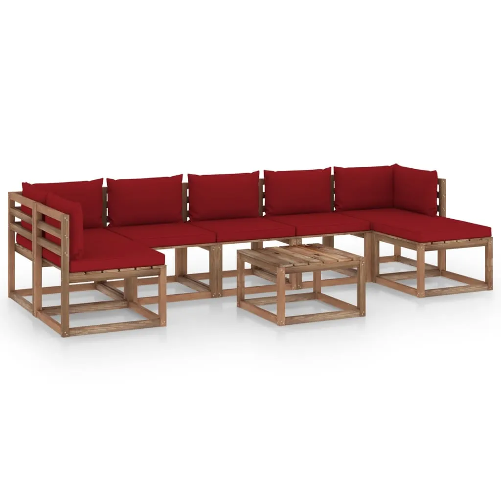 vidaXL Set Salotto da Giardino 8 pz con Cuscini Rosso Vino