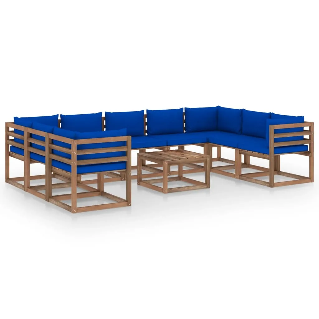 vidaXL Set Salotto da Giardino 10 pz con Cuscini Blu