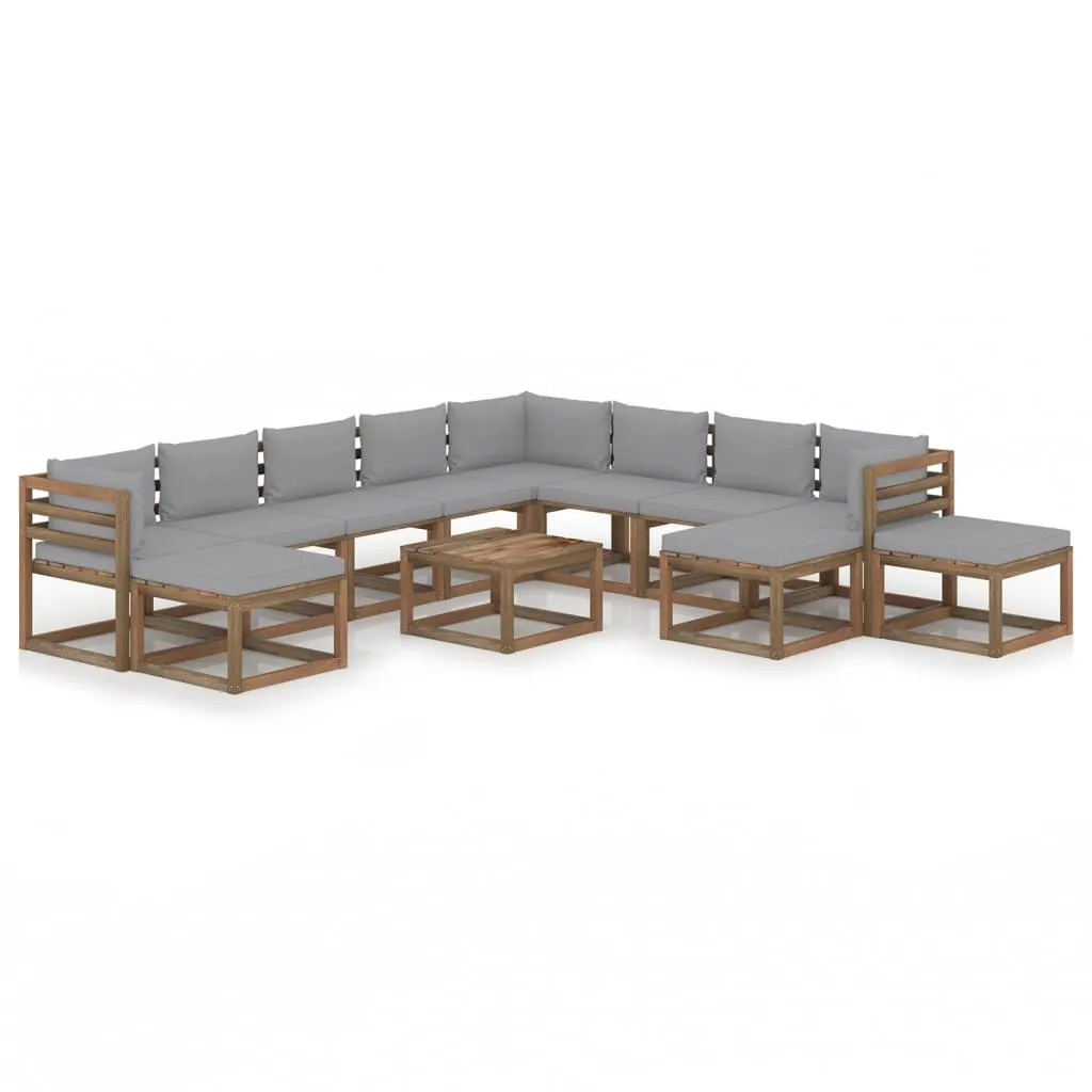 vidaXL Set Divani da Giardino con Cuscini 12pz Grigio