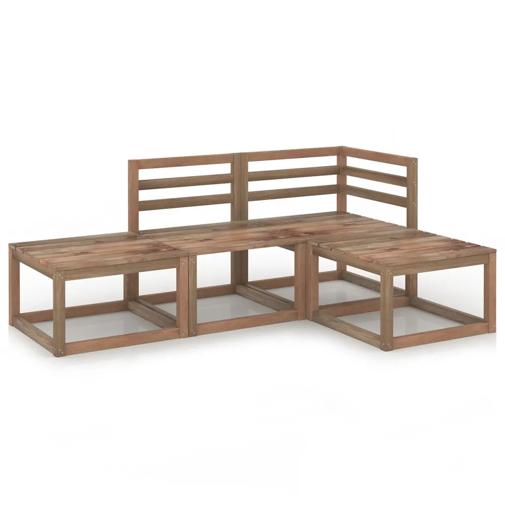 vidaXL Set Salotto Giardino 4 pz in Legno di Pino Impregnato Marrone