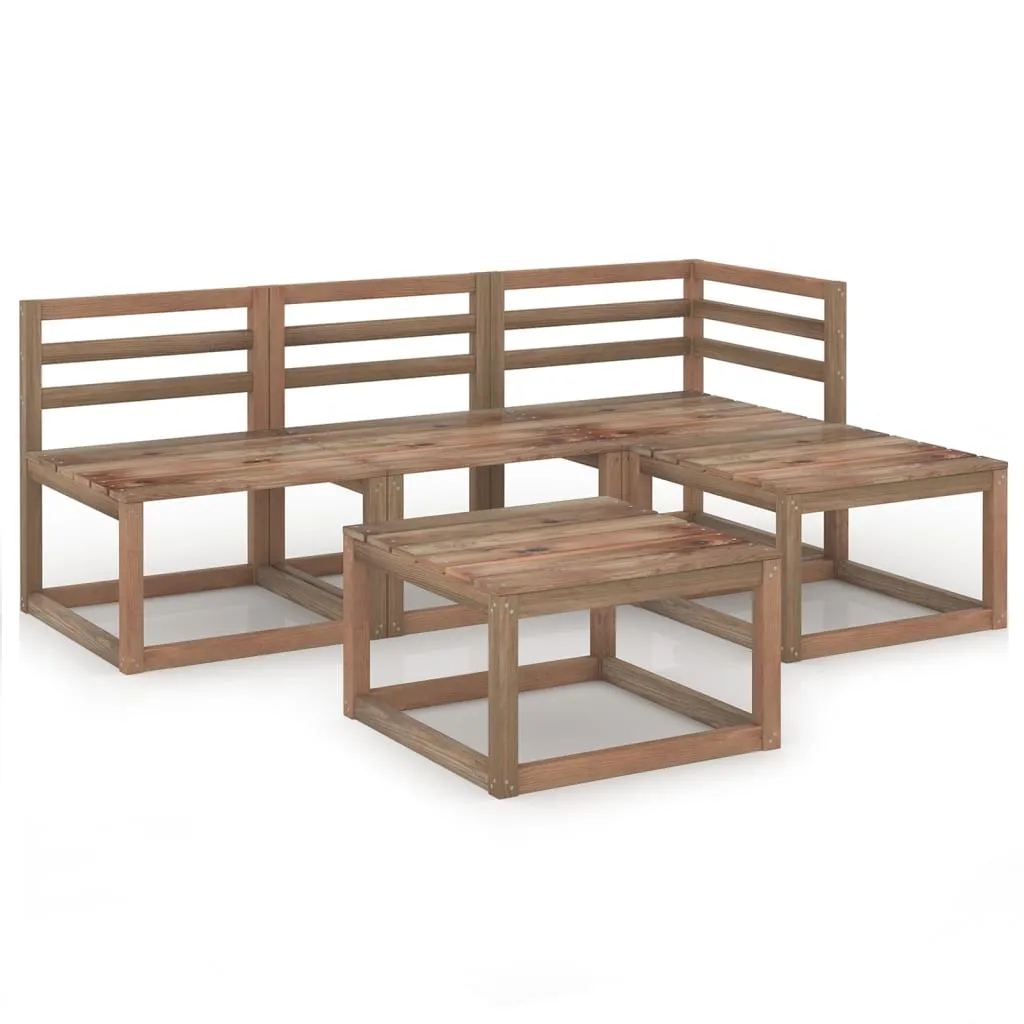 vidaXL Set Salotto Giardino 5 pz in Legno di Pino Impregnato Marrone