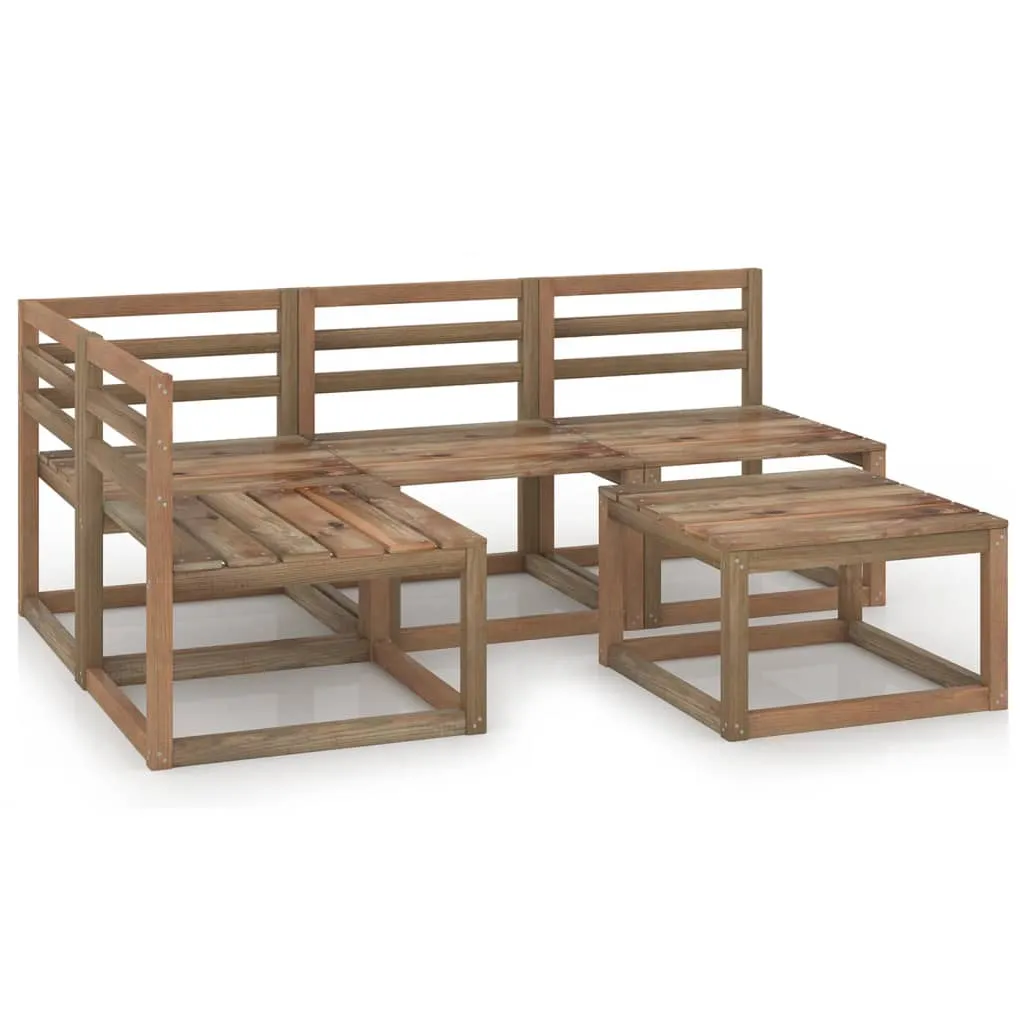 vidaXL Set Salotto Giardino 5 pz in Legno di Pino Impregnato Marrone