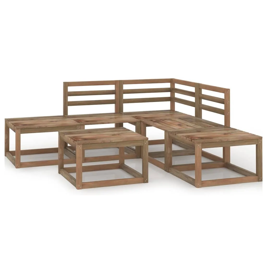 vidaXL Set Salotto da Giardino 6pz in Legno di Pino Impregnato Marrone