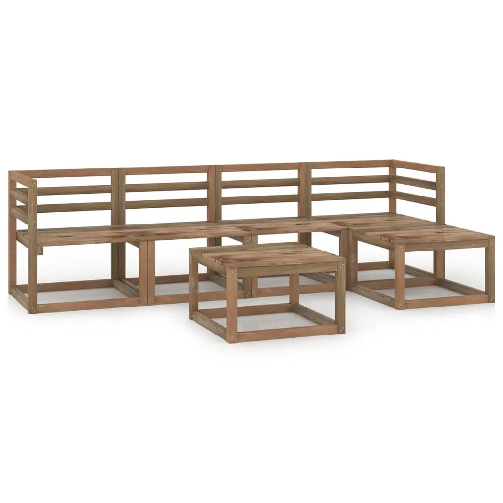 vidaXL Set Salotto da Giardino 6pz in Legno di Pino Impregnato Marrone