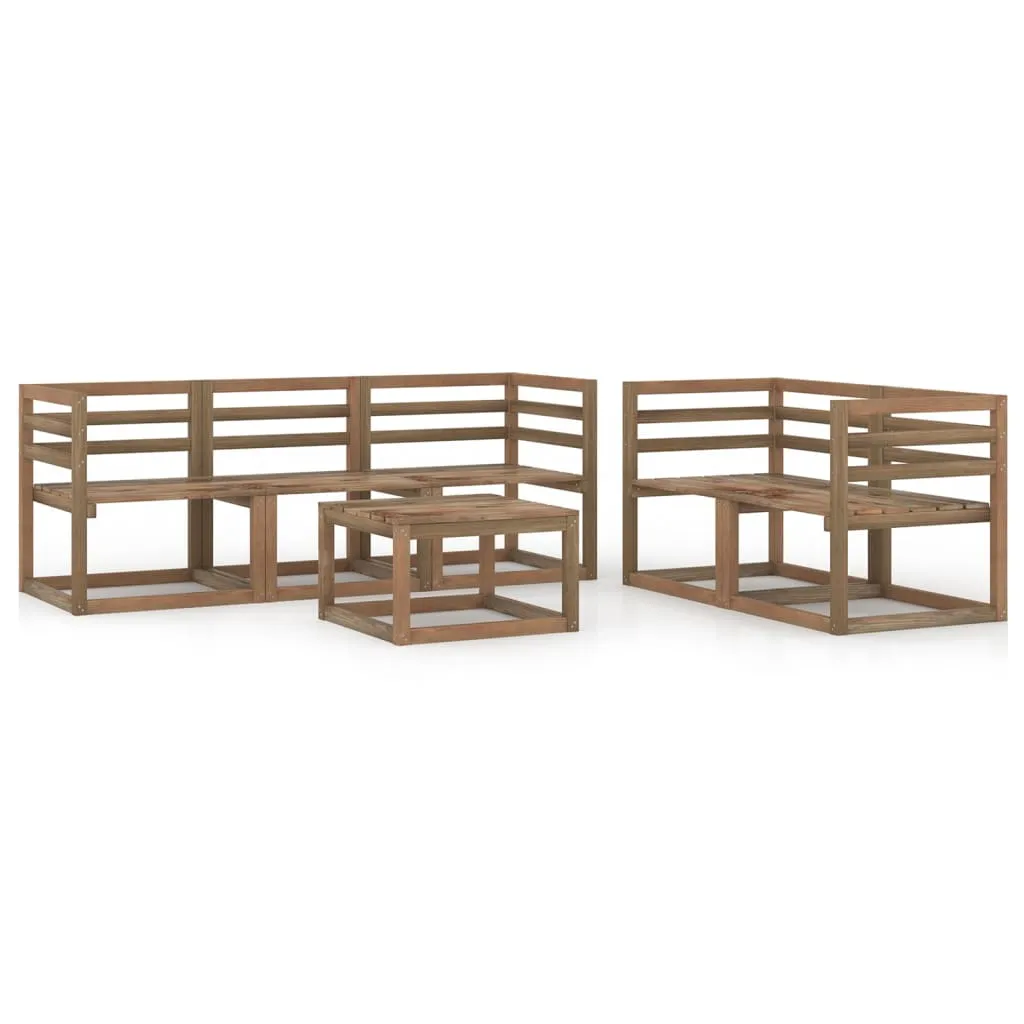 vidaXL Set Salotto da Giardino 6pz in Legno di Pino Impregnato Marrone