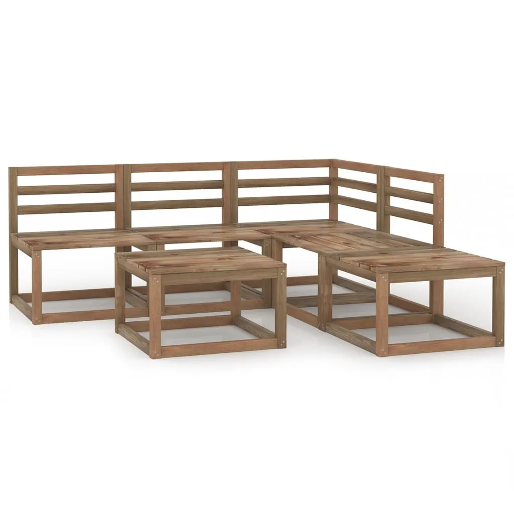 vidaXL Set Salotto da Giardino 6pz in Legno di Pino Impregnato Marrone