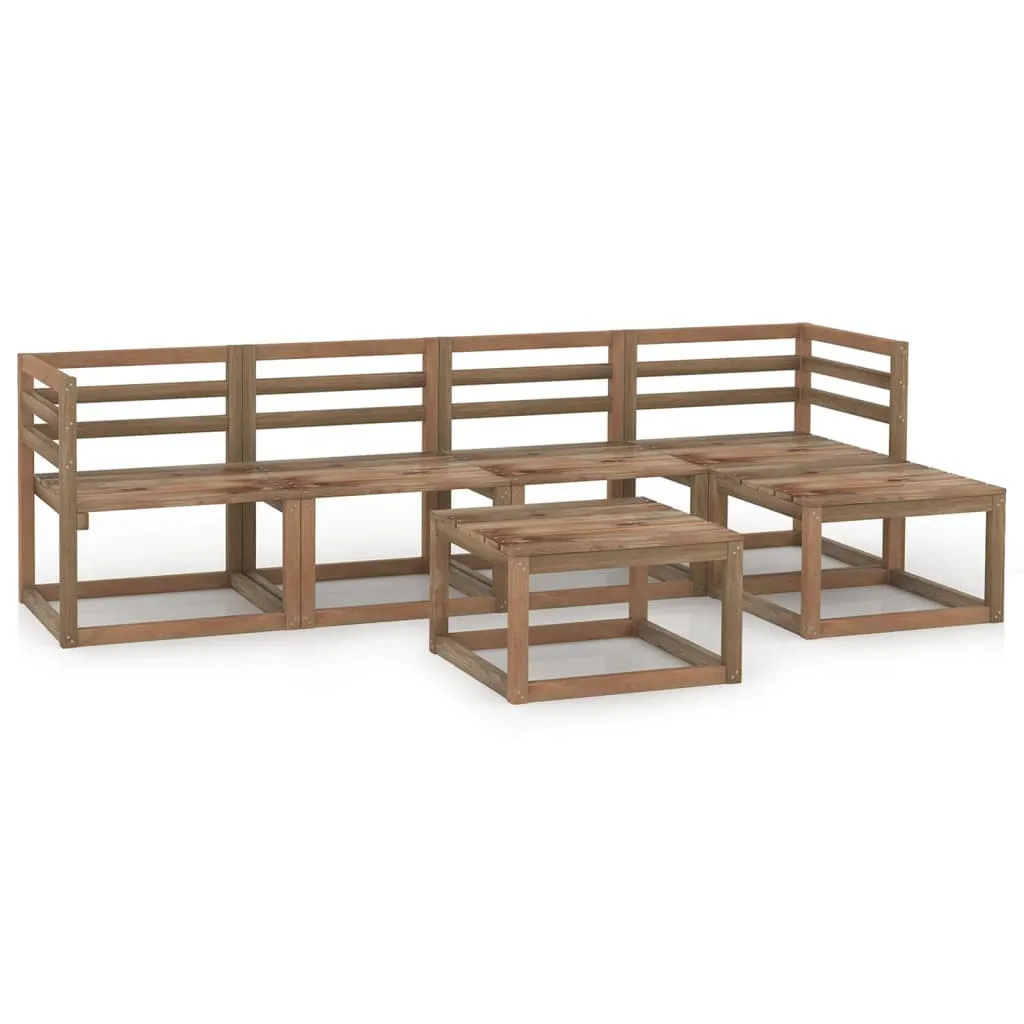 vidaXL Set Divani Giardino 6pz in Legno di Pino Impregnato Marrone