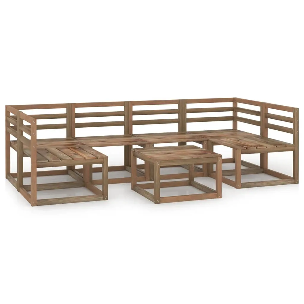 vidaXL Set Salotto da Giardino 7pz in Legno di Pino Impregnato Marrone