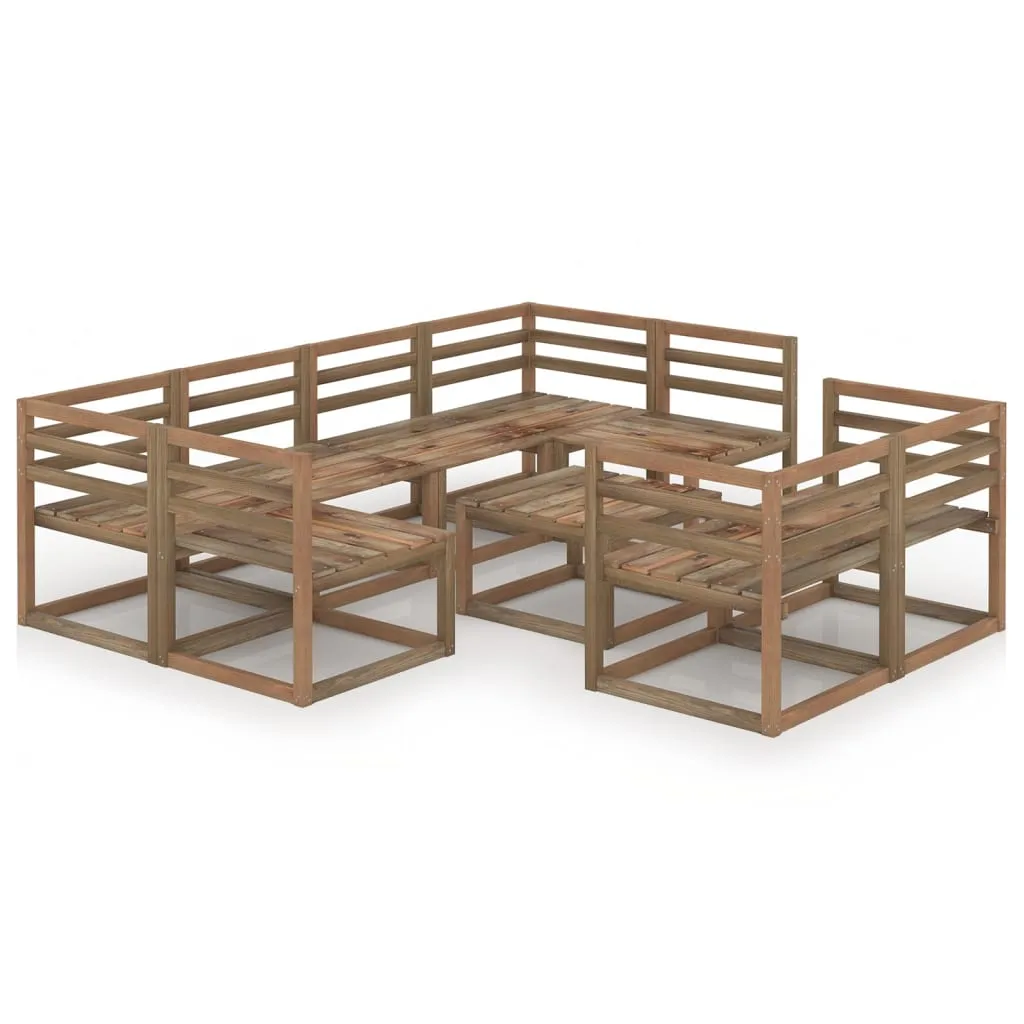 vidaXL Set Salotto da Giardino 9pz in Legno di Pino Impregnato Marrone